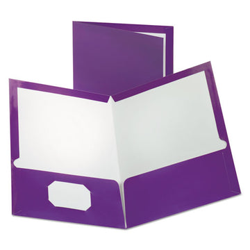 Oxford™ Two-pocket Laminated Folder, 100-sheet Capacity, 11 X 8.5, Metallic Purple, 25-box freeshipping - TVN Wholesale